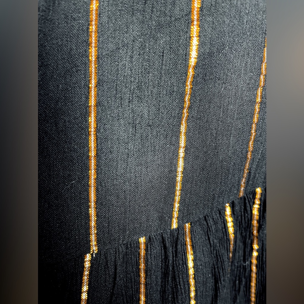 Casual Gold Metallic Striped Loose Relaxed Fit Sleeveless Midi Long Dress - Picture 8 of 8